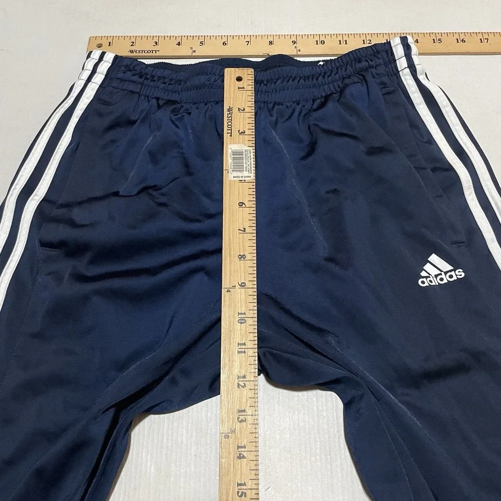 Adidas Mens Track‎ Pants Blue Satin Dazzle Drawstring Size Medium Straight